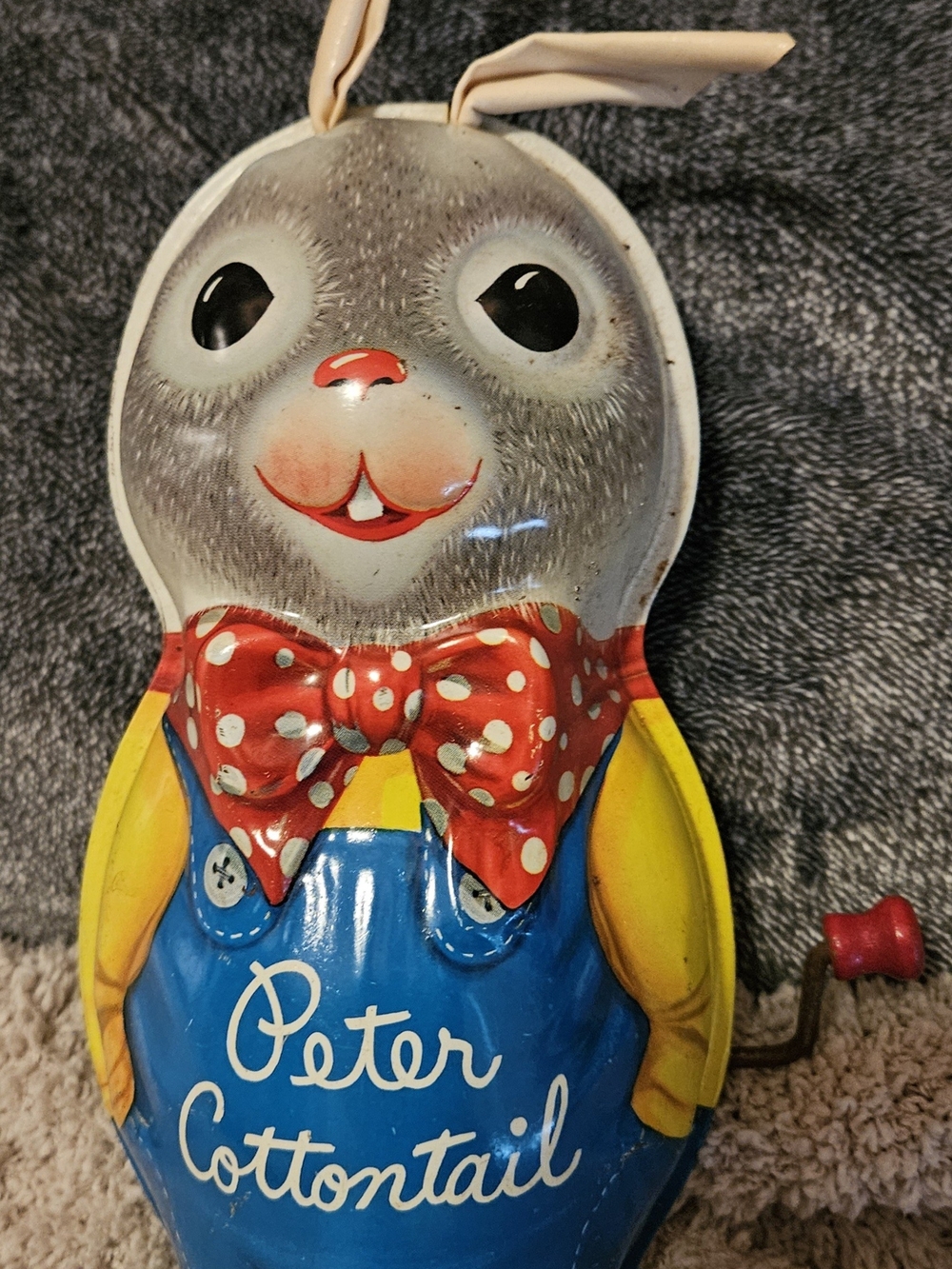 Vintage (1953) Mattel Peter Rabbit Tin Litho Musical Wind Up toy.